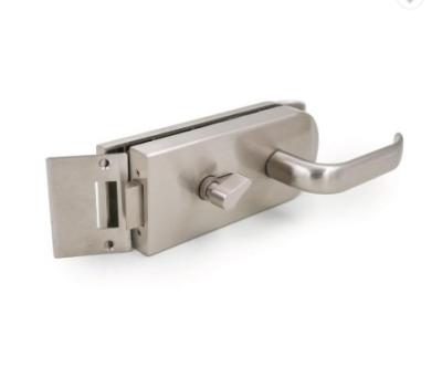 China High Quality Aluminum Material / SS304 Frameless Aluminum Wall To Glass Door Lock With Handle for sale