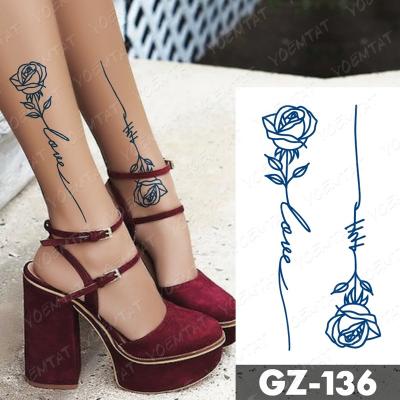 China Women Body Art Semi Permanent Tattoo Sticker Rose Flower Designs Juice Temporary Temporary Tattoos for sale