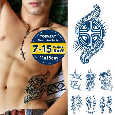 China YOEMTAT Temporary Tattoos Plant Based Juice 100% Gardenia Blue Sweatproof Temporary Sticker for sale