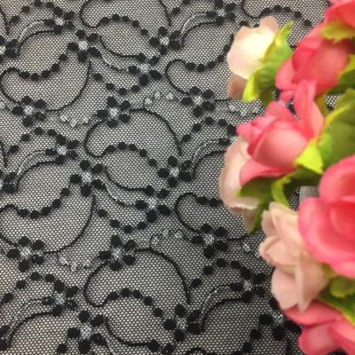 China China Sustainable Sustainable Black Lace Fabric Wholesale , Lace Fabric For Wedding Dress for sale