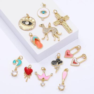 China TRENDY Enamel Red Heart Love Pendant Charms Diy Earrings Necklace Bracelet Make Charms For Jewelry Making Supplies Evil Blue Eye for sale