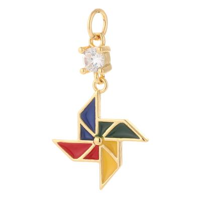 China New FASHIONABLE Stunning Gold Plated Jewelry Enamel Windmill Pendants Jewelry Making Diy for sale