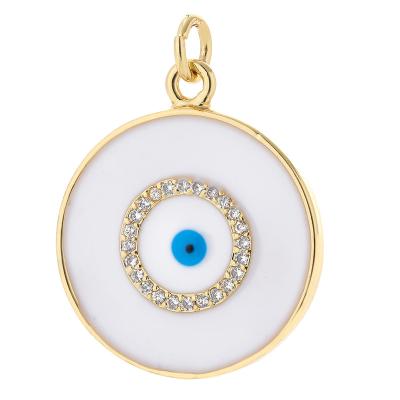 China FASHIONABLE Wholesale Gold Plated Enamel Round Jewelry Charms Pendants For Necklaces Bracelet Making for sale