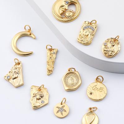 China TRENDY Fashion Gold Letter Pendants Charms 18k Gold Plated Zircon Jewelry Making Charms Wholesale for sale