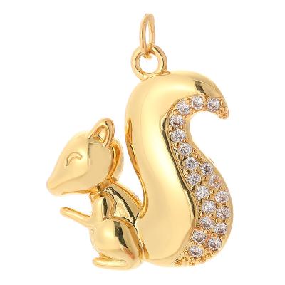 China TRENDY Fashion 18k Gold Plated Copper Jewelry Squirrel Pendants and Charms For Jewelry Making Supplies Charms for sale