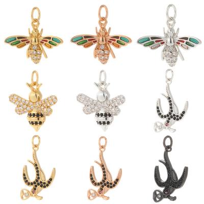 China Wholesale Charms Bee Pendant Necklace FASHIONABLE Small Zircon Designer Copper Inlaid Pendant for sale