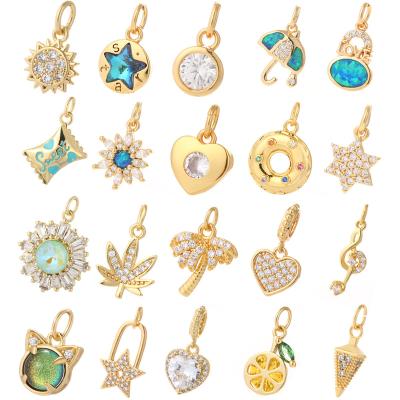 China TRENDY Summer Women Jewelry Heart Coconut Tree Mini Small Gold Drop Charms For Jewelry Making Diy Design Dangle Charm 2022 New Trendy for sale