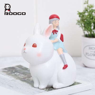 China Japan Roogo Resin Size Big Dream Girl Cute Deer and Rabbit Home Decoration Animal Accessories for sale