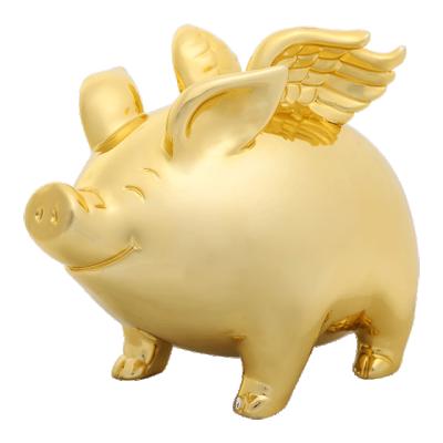 China Hot Sale China Roogo Resin Pig House Golden Decoration for sale