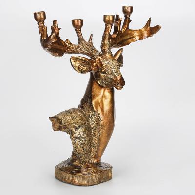 China Multifunctional Resin Deer Golden Roogo Candle Holder For Sale for sale