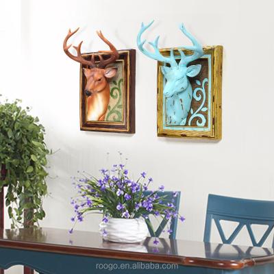 China 3D Resin Deer Wall Art Decor Animal Head 3D Wall Decoration for sale