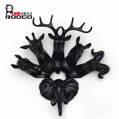 China Best Selling Viable Black Animal Main Hangers Roogo Design Stick Wall Animal Hook Wall Hanging For Clothes for sale