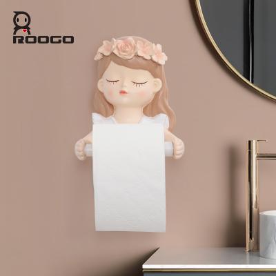 China Lovely Paper Series PVC Girl's Roogo Decoration Girl's Tissue Towel Rack Bathroom Decoration Accessories Fairy Long Hair Rack Home for sale