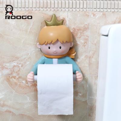 China PVC Home Cartoon Roogo Decoration Small Animal Prince And Princess Shaped 3D Roll Toilet Paper Holder For Bathroom for sale