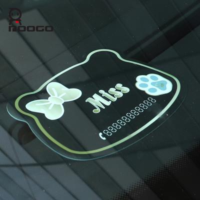 China Modern Roogo Cat Pattern Temporary Parking Telephone Number Card Flat for sale