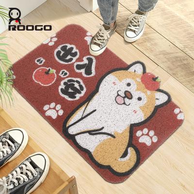 China Cartoon Waterproof Lucky Dog Roogo Water Absorption Bathroom Floor Animal Door Mat For Home Room Decoration for sale