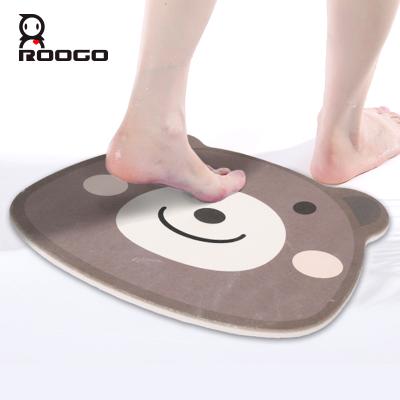 China Roogo Water Absorption Floor Door Mat Waterproof Cute Animal Bathroom for sale