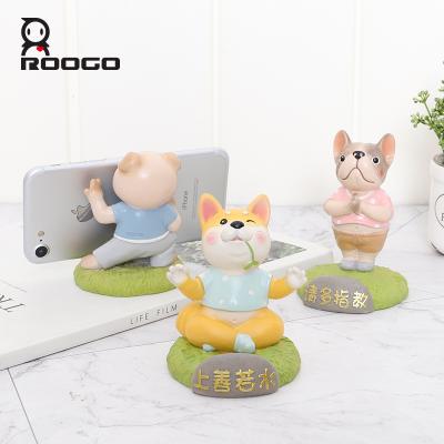 China Roogo Multifunctional Resin Animal Mobile Phone Holders Stand Accessories for sale