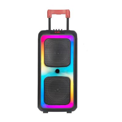 China 8 Inch Karaoke Circle Amplified Speaker Wireless Woofer Speaker Mic Remote Control Color Led Outdoor Tws Party Trolley Speaker for sale