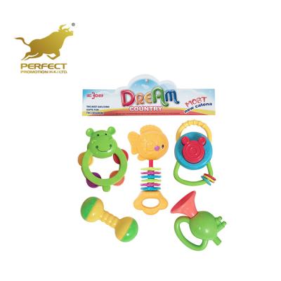 China Musical Toy Set Musical Toy Baby Rattle Ring Plastic Infant Animal Toy for Children (5pcs) for sale