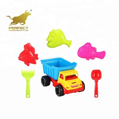 China Summer Beach Sand Set Summer Beach Sand Set Summer Children Plastic Dump Truck With Mold Beach Sand Toy Set (6pcs) for sale