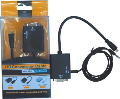 China Micro HDMI to VGA Cable AUDIO VIDEO Convertor for Computer / camera Tablet PC for sale