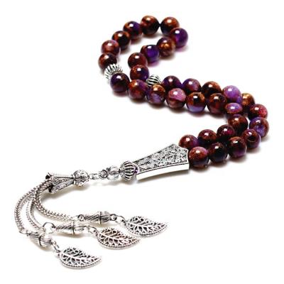 China 33 Rosary Muslim Hig Sibha Muslim Hig Sibha Tespih Misbaha Tasbeeh Tasbih Purple Stone Prayer Beads Islam Jewelry 8mm for sale