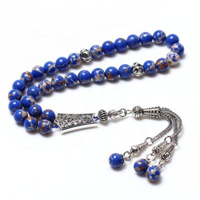 China Turquoise Religious Blue 8MM Stone Tasbih 33 Masbha Rosary Islamic Muslim Prayer Beads for sale