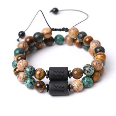 China FASHIONABLE New Design Natural Stone Braided 12 Zodiac Signs Agate Beads Macrame Friendship Bracelets Women Men for sale