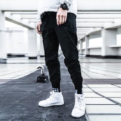 China Tide Viable Basic Mens Sports Pants Killwinner Simple Pure Black Twill Splicing Breathable Casual Sweatpants for sale