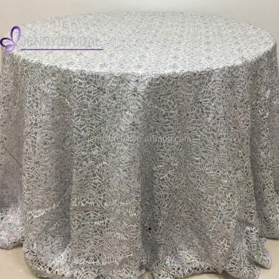 China Chemical Sparkle TL001A Wedding Decoration Gold Lace Table Overlays for sale