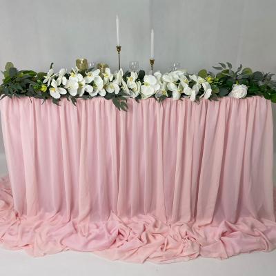 China TC091 waterproof plastic table skirt chiffon table skirt custom shinning table skirt for sale