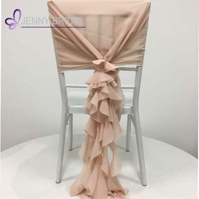 China Simple Fancy Swag Back Custom Chair Covers Decorative Canton Decoration Events Bar Chairs For Weddings Chair Covers Ruffled for sale