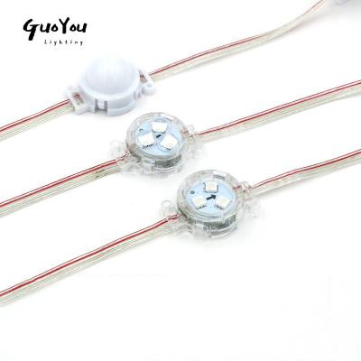 China Garden Full Color Led Pixel 30mm Round Waterproof Led Christmas Lights With Lens Cover for sale