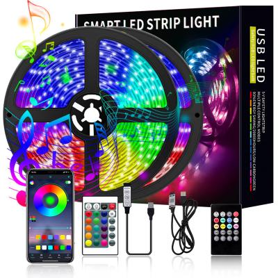 China Residential 5V LED Light With set 5050RGB Waterproof Seven Color USB24-key Music Bluetooth TV Background Atmosphere Light for sale