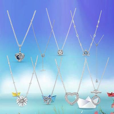 China FASHIONABLE Wholesale High Quality Popular Original Carriage Blue Heart Pumpkin Inlaid Gemstone 925 Sterling Silver Necklace for sale