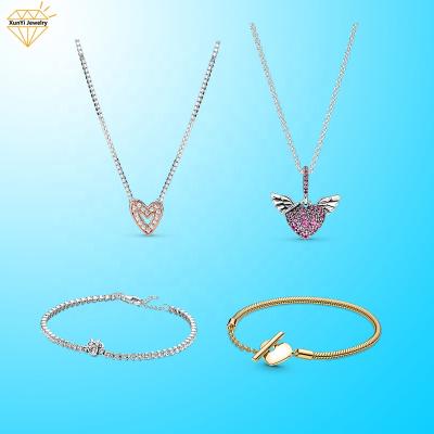 China Wholesale High Quality Spring FASHIONABLE 2022 New 925 Sterling Silver Bracelet & Necklace Set for sale