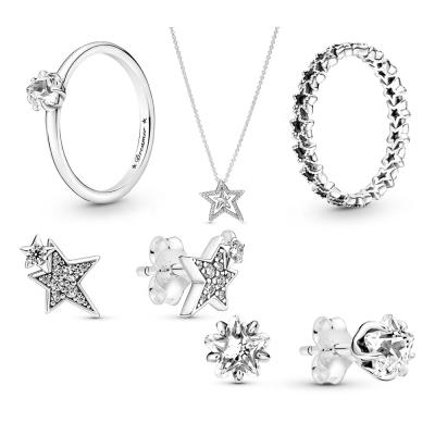 China FASHIONABLE Wholesale High Quality 925 Sterling Silver Necklace Jewelry Set Of Zircon Charm Star Stud Earrings for sale