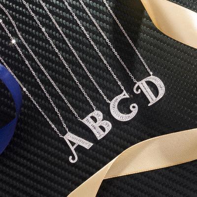 China Office/Career Forviona Wholesale Classic Jewelry Zircon Styles High Quality 925 Sterling Silver Letter Necklace Letter A-Z for sale