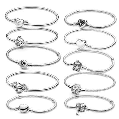 China Trendy fashion wholesale high quality charm trendy variety of classic 925 sterling silver base bracelets suitable for Pandora original for sale