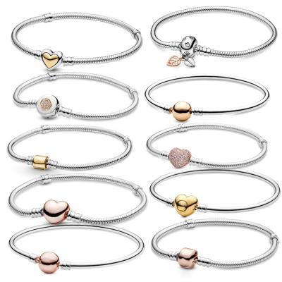 China 2021 New Fashion Charm Noble 925 Sterling Silver Rose Gold Buckle Snake Bone Wholesale Bangle Bracelet for sale