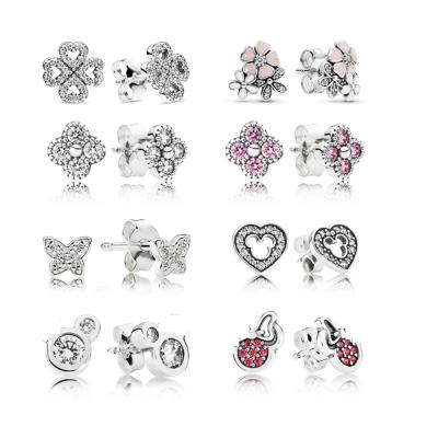 China FASHIONABLE 925 Sterling Silver Girl's Shining Heart Korean Wave Inlaid Gemstone Exquisite Four Leaf Clover Chrysanthemum Evil Earrings for sale