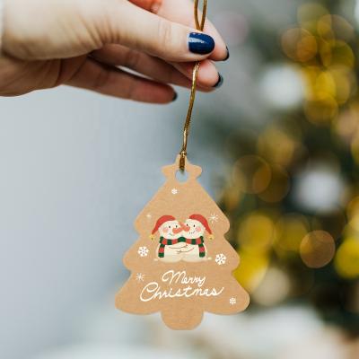 China Christmas Present Hang Labels String Of Europe Christmas Wrapping Paper Tags For Christmas Wedding Holiday DIY Name Card for sale