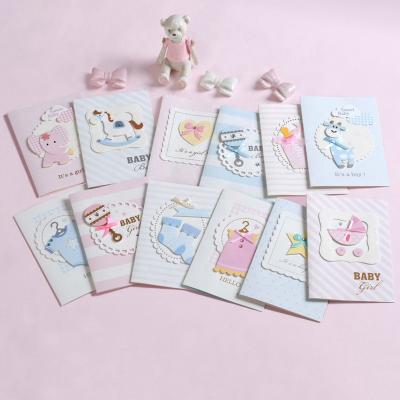 China Japan 12pcs Baby Birthday Celebration Cards Handmade Matching Newborn Greeting Cards Festival Cards for sale