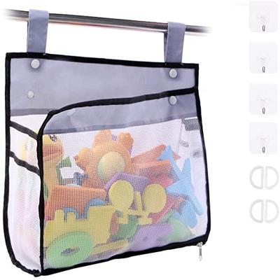 China Large Folding Zippered Tub Toy Storage Bag Toy Holder Large Capacity Multi Opening Bathroom Mesh Bath Toy Organizer Extra Use for sale