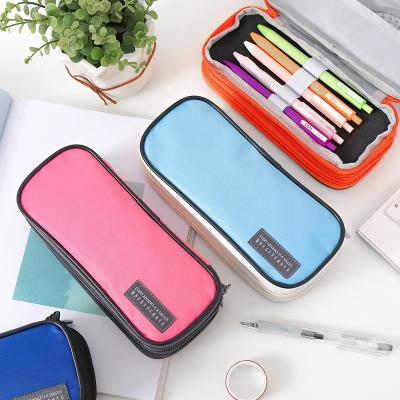 China Large Capacity School Pencil Case Oxford Cloth Pencil Bag Pencil Marker Stationery Storage Pocket for sale