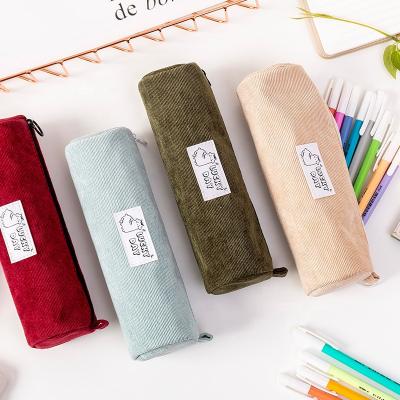 China Portable Large Capacity Corduroy Pencil Case Korea Style Pencil Pouch Pencil Case Stationery Storage Bag for sale