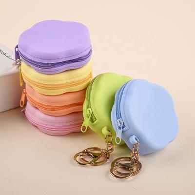 China Durable and Eco-friendly Material Cute Macaron Key Case Coin Pouch Silicone Coins Bag with Zipper Jewelry Box Case for sale