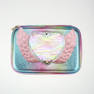 China Waterproof Heart Pen Case Laser EVA Heart Pencil Pouch Blink with Mirror for Girls Stationery School Pencil Case for sale