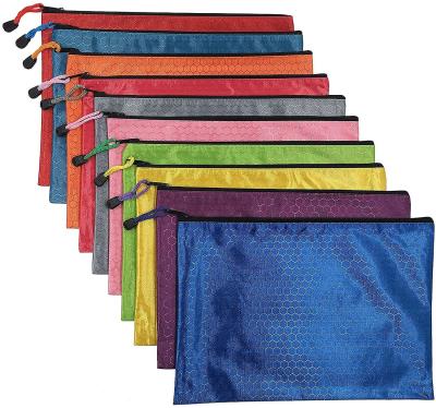 China 10Pcs Strong Waterproof Zipper Folder Bags A4 Size Oxford Office Filing Documents Storage Folder Office Supplies Accessories Pouch for sale